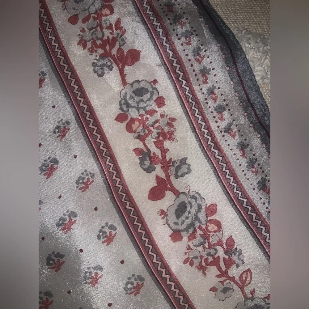 Cacharel vintage silk floral cream printed scarf rare paris designer luxury